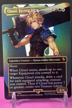 Cloud, Ex-SOLDIER (Borderless) #202 *Foil* (NM) - Commander: FINAL FANTASY MTG - Image 2