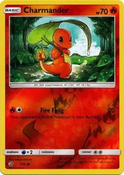 Charmander - 1/70 - Common - Reverse Holo LP, English Pokemon Dragon Majesty - Image 1