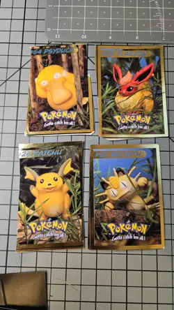 Raichu Flareon Psyduck Meowth - Pokemon Card Hasbro Lot - 1999 - Image 1