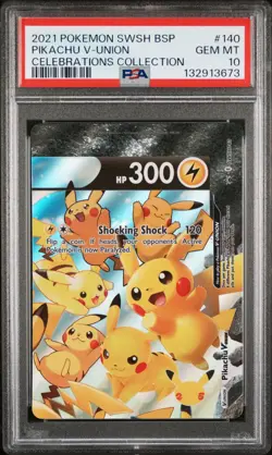 2021 Pokemon SWSH Black Star Promo Pikachu V-Union Celebrations #140 PSA 10 - Image 1