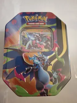 Pokemon Mega Charizard ex Factory Sealed Tin Box - Charizard X - 4 Booster Packs - Image 1