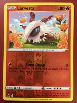 POKEMON LARVESTA 023/198 CHILLING REIGN COMMON REVERSE HOLO NEAR MINT - Image 1