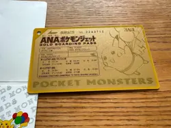 Pokemon Jet Pikachu Mew Mewtwo Original Gold Boarding Pass ANA Promo Japanese - Image 3