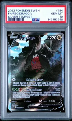2022 POKEMON SWORD & SHIELD SILVER TEMPEST #184 FULL ART/REGIDRAGO V PSA 10 - Image 1