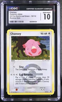 CGC 10 Chansey EX Fire Red & Leaf Green 19/112 Reverse Holo Pokemon Card - Image 1