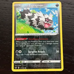 Galarian Zigzagoon 117/202 Pokemon SWSH Base Set Reverse Common Holo Card NM - Image 1