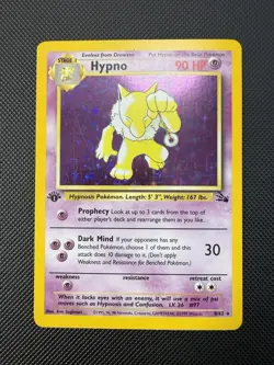 Hypno 8/62 Fossil 1st Edition Pokemon Card LP Holo - Image 1