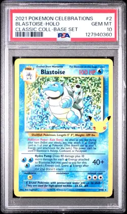 Pokemon TCG Holo Rare Blastoise Card 2/102 Celebrations #2 PSA 10 w Bumper - Image 2
