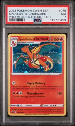 2022 POKEMON SWSH BLACK STAR PROMO #075 SPECIAL DELIVERY CHARIZARD-HOLO PSA 7 - Image 1