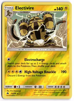 Pokemon TCG Electivire 72/214 Sm-Lost Thunder Reverse Holo - Image 1