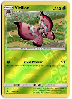Pokemon TCG Vivillon 8/131 Sm-Forbidden Light Reverse Holo - Image 1
