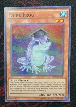 Yugioh Dupe Frog OP03-EN005 Super Rare LP - Image 1