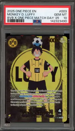 One Piece CCG Monkey.D.Luffy BVB X One Piece Match Day '25 ST13-003 PSA 10 - Image 1