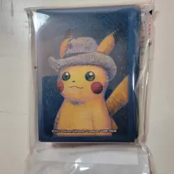 Pokemon X Van Gogh Museum Card Sleeves Pikachu with Grey Felt Hat 65 Sleeves New - Image 1