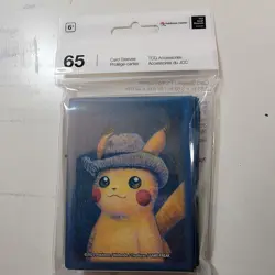Pokemon X Van Gogh Museum Card Sleeves Pikachu with Grey Felt Hat 65 Sleeves New - Image 2