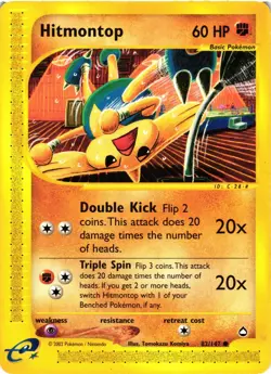 Pokemon TCG Base Set Hitmontop 82/147 Aquapolis LP - Image 1