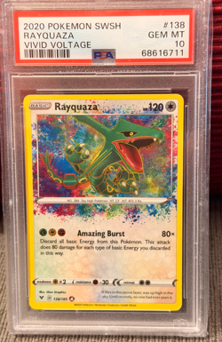2020 Pokemon Vivid Voltage Rayquaza Amazing Rare 138 PSA 10 Gem Mint - Image 1