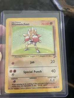 Pokemon Hitmonchan 8/130 Base Set Holo Rare Basic 70HP Ken Sugimori English - Image 1