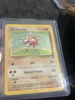 Pokemon Hitmonchan 8/130 Base Set Holo Rare Basic 70HP Ken Sugimori English - Image 2