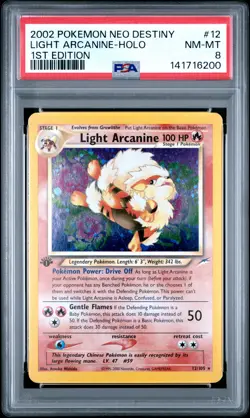 2002 POKEMON NEO DESTINY 1ST ED #12 LIGHT ARCANINE-HOLO PSA 8 - Image 1