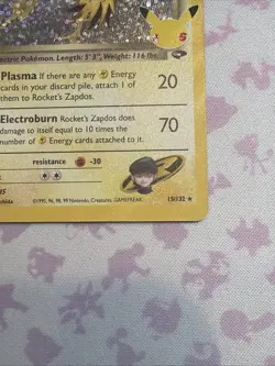 Rocket's Zapdos 15/132 Holo Rare Pokemon Celebrations 25th Anniversary NM - Image 5