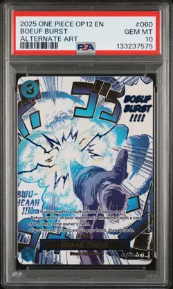 2025 ONE PIECE OP12-060 LEGACY OF THE MASTER BOEUF BURST EVENT ALT ART PSA 10 - Image 1