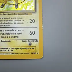 Spanish Holo Raichu Base Set 14/102 Pokemon Card HOLOGRAPHIC RARE WOTC 1999 MP - Image 3