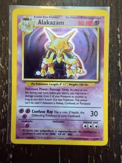 Pokemon Alakazam 1/102 Base Set Holo Rare WOTC 1999 VLP Matt - Image 1
