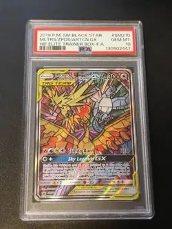 PSA 10 Moltres Articuno Zapdos GX SM210 Hidden Fates Promo Full Art Pokemon Card - Image 1