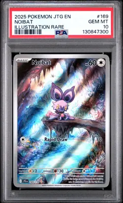 2025 POKEMON JTG EN-JOURNEY TOGETHER ILLUSTRATION RARE #169 NOIBAT PSA 10 - Image 1
