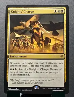 MTG 328 KNIGHTS' CHARGE Throne Of Eldraine Rare card⚔LP - Image 1