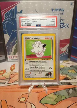 2000 Pokemon Gym Heroes Erika's Clefairy 1st Edition #25 PSA 9 MINT - Image 1