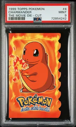 1999 Topps Pokemon Movie CHARMANDER Die Cut #4 Blue Logo PSA 9 - Image 1