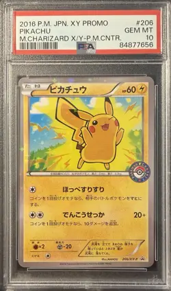 2016 Pokemon XY Promo Pikachu #206 JP GEM MT PSA 10 m. Charizard X/Y-Poke center - Image 1