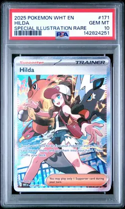 2025 POKEMON WHT EN-WHITE FLARE SPECIAL ILLUSTRATION RARE #171 HILDA PSA 10 - Image 1