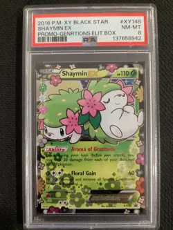 POKEMON 2016 Generations Box Promo SHAYMIN EX #XY148 PSA 8 RARE BSP - Image 1