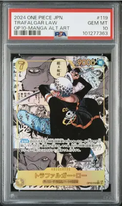 2024 ONE PIECE JAPANESE OP10-ROYAL BLOOD #119 TRAFALGAR LAW MANGA PSA 10 GEM MT - Image 1