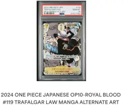 2024 ONE PIECE JAPANESE OP10-ROYAL BLOOD #119 TRAFALGAR LAW MANGA PSA 10 GEM MT - Image 3
