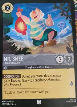 Disney Lorcana TCG Azurite Sea Mr. Smee Steadfast Mate 175/204 Uncommon x4 - Image 2