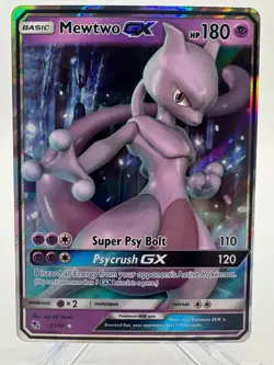 Pokemon Mewtwo GX Holo Ultra Rare TCG Card Hidden Fates 31/68 Full Art - Image 1