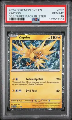 Zapdos PSA 10 2024 Pokemon Black Star Promo #157 Three Pack Blister - Image 1