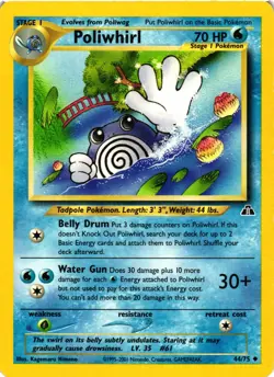 Pokemon TCG Poliwhirl Uncommon Neo Discovery 44/75 Unlimited DMG - Image 1