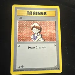 1999 Pokemon Trainer Bill First 1st Edition 91/102 Base Set Rare Card 91 - Image 1