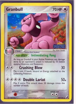 2005 POKEMON GRANBULL 39/115 EX UNSEEN FORCES -REVERSE HOLO- STAMPED - NM/M - Image 1