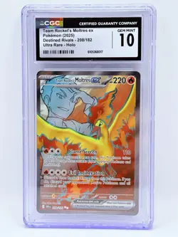 Team Rocket's Moltres ex 208/182 Pokemon Card CGC 10 UR Holo Destined Rivals TCG - Image 1