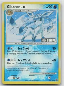 Pokemon Card Glaceon - 20/100 [Platinum] Promo Burger King Promos Reverse Holo - Image 1
