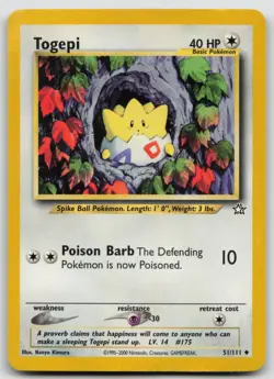 Pokemon Card Togepi Uncommon Neo Genesis 051/111 - Image 1