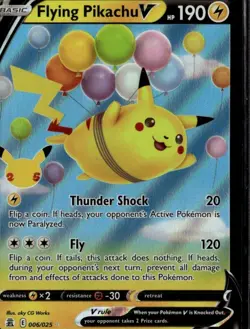 Flying Pikachu V Ultra Rare Celebrations 006/025 Lightning Holofoil Pokemon Card - Image 1