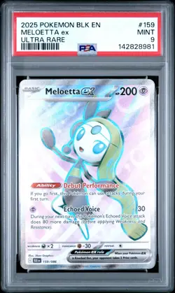2025 POKEMON BLACK BOLT ULTRA RARE MELOETTA EX 159 PSA 9 - Image 1