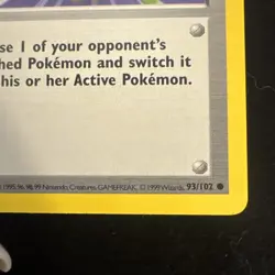 Pokemon Gust of Wind 1999 Base Set 1st Edition 93/102 Vintage Trainer - Image 3